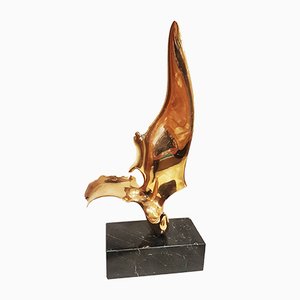 Handmade Gilt Bronze Oniric Bird Sculpture in the style of Philippe Jean, 1980s-PCJ-698826