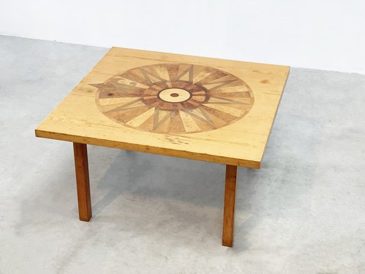 Handmade Inlaid Wooden Coffee Table, 1970s-XLH-1805768