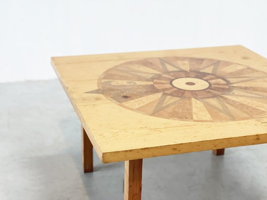 Handmade Inlaid Wooden Coffee Table, 1970s-XLH-1805768