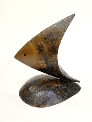 Handmade Patinated Copper Fish Sculpture, 1970s-UWE-623699