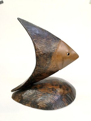 Handmade Patinated Copper Fish Sculpture, 1970s-UWE-623699