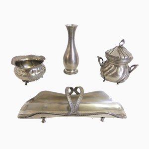 Handmade Pewter Items, 1960s, Set of 4-KNM-948742