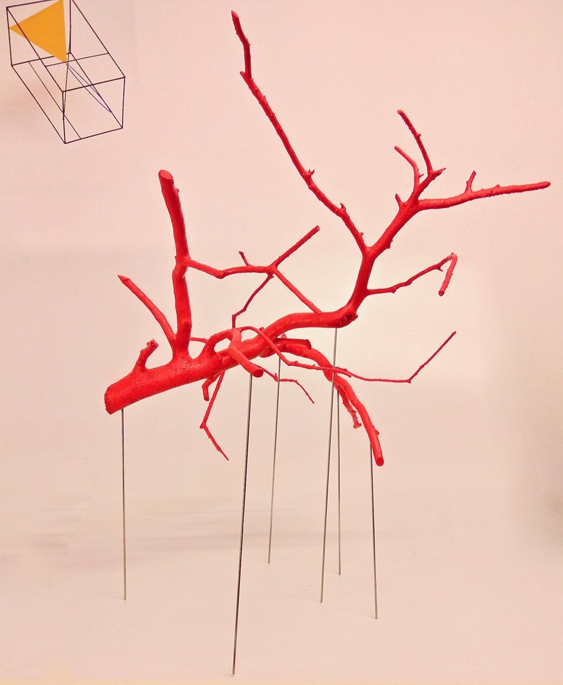 Handmade Red Rami Suspended Sculpture by Le Meduse