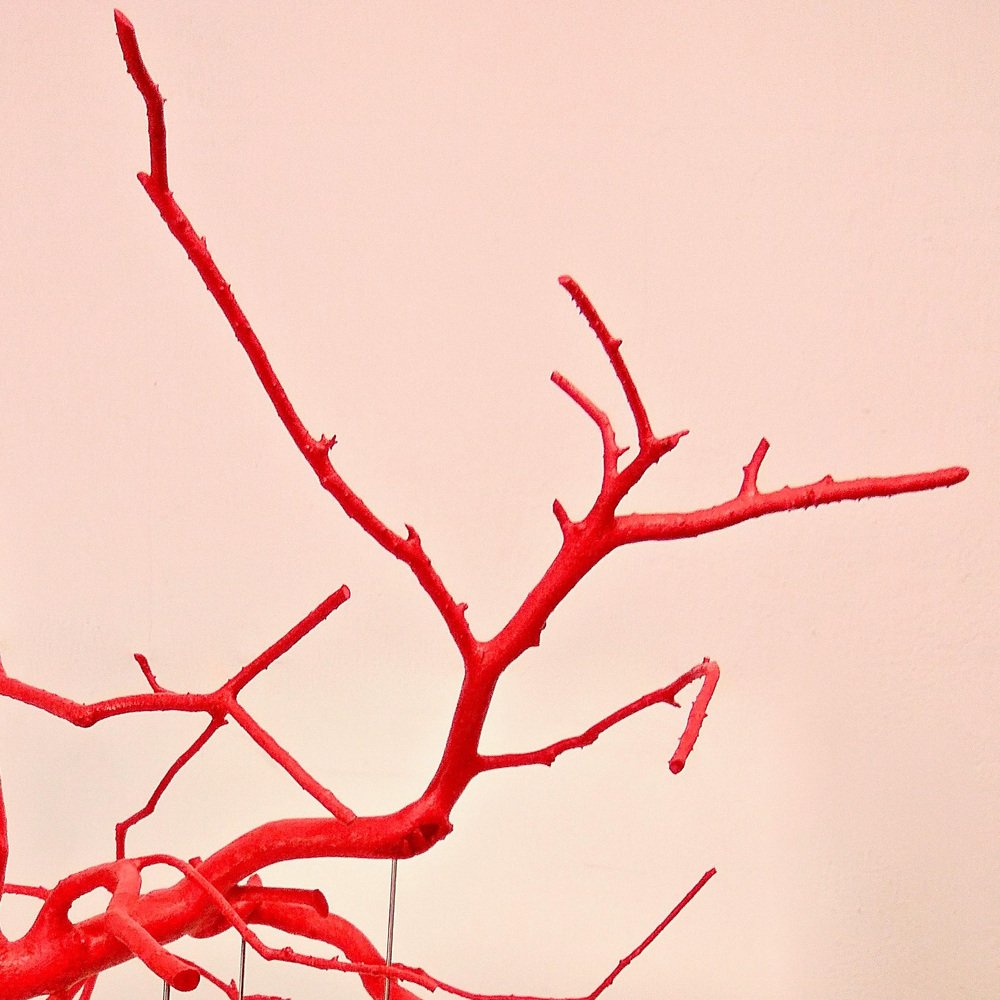 Handmade Red Rami Suspended Sculpture by Le Meduse