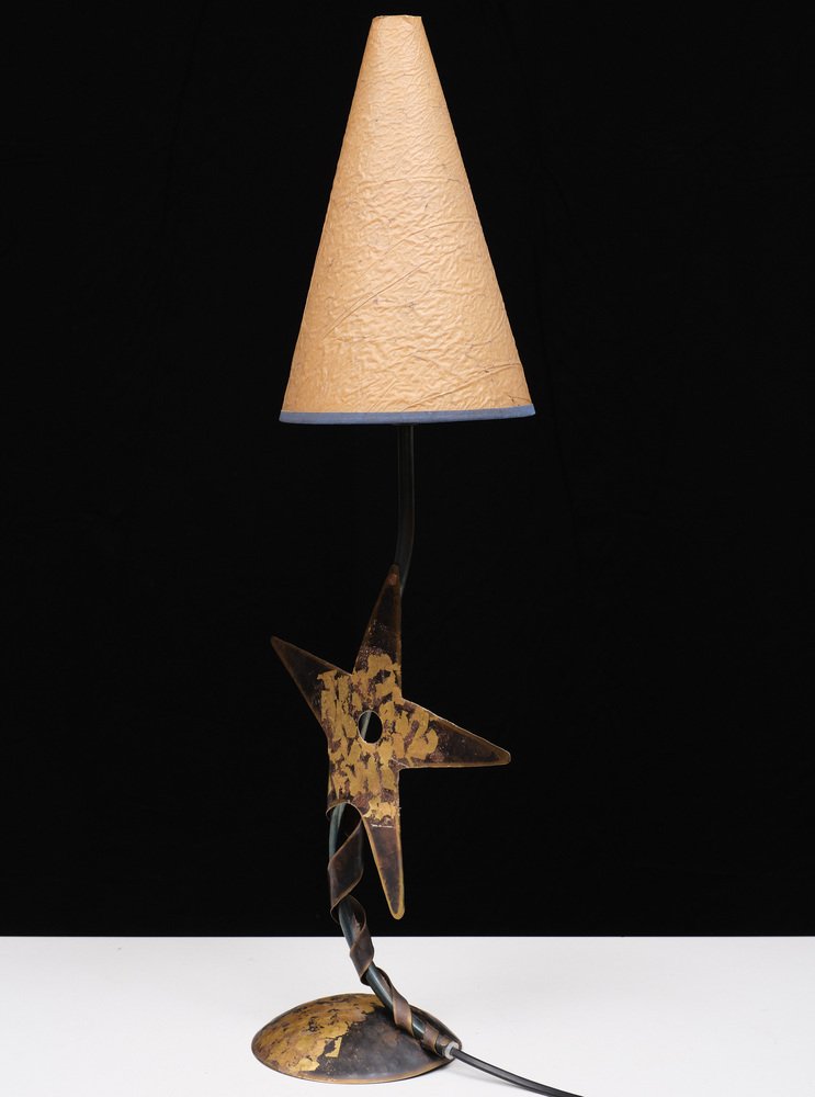 Handmade Star Table Lamp by Robert Kostka, France, 1986