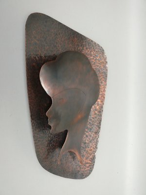 Handmade Woman's Portrait Wall Lamp in Metal, 1960s-EY-1811710