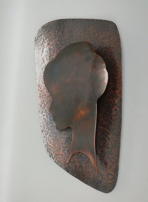 Handmade Woman's Portrait Wall Lamp in Metal, 1960s-EY-1811710