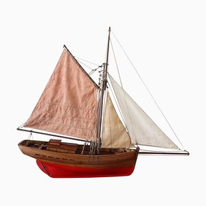 Handmade Wooden Model Sailboat, 1920s-DCO-892815