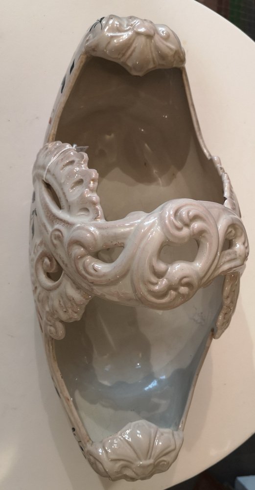 Handpainted Ceramic Vase or Planter by Emile Galle, France, 1890s