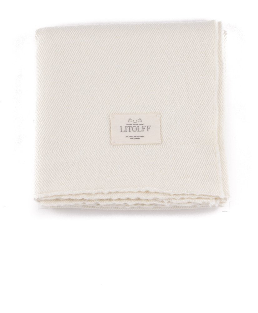 Handwoven Blanket in Off White by Litolff, Germany