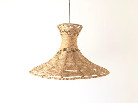 Handwoven Brown Thick Thread and Metal Body Pendant with Ball Glass Shade, Germany, 1970s-RDS-1703045