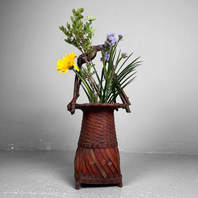 Handwoven Ikebana Ikebana Bamboo Flower Basket, 1950s-DWL-2027987