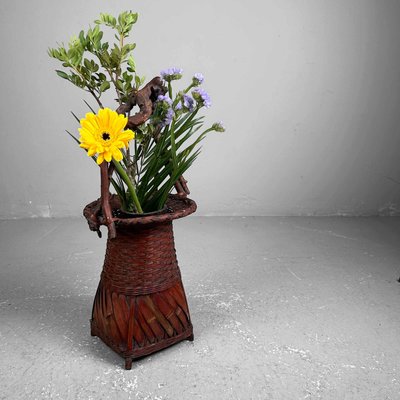 Handwoven Ikebana Ikebana Bamboo Flower Basket, 1950s-DWL-2027987