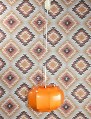 Hanging Ceiling Lamp in Orange Plastic from Ilka Plast, 1970s-AFE-1259225