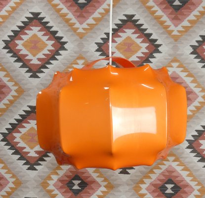 Hanging Ceiling Lamp in Orange Plastic from Ilka Plast, 1970s-AFE-1259225