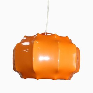 Hanging Ceiling Lamp in Orange Plastic from Ilka Plast, 1970s-AFE-1259225