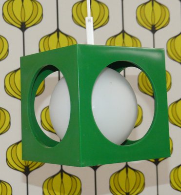 Hanging Lamp Cube in Green from Richard Essig Besigheim, 1970s-AFE-1787887