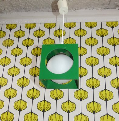 Hanging Lamp Cube in Green from Richard Essig Besigheim, 1970s-AFE-1787887