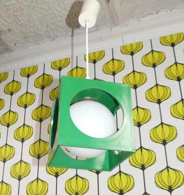 Hanging Lamp Cube in Green from Richard Essig Besigheim, 1970s-AFE-1787887