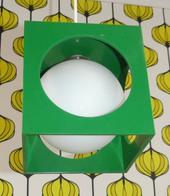 Hanging Lamp Cube in Green from Richard Essig Besigheim, 1970s-AFE-1787887