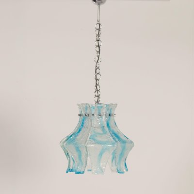 Hanging Lamp in Blue Murano from Mazzega, 1970s-ZT-1216195