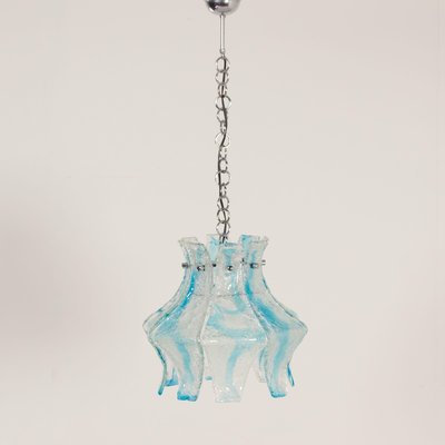 Hanging Lamp in Blue Murano from Mazzega, 1970s-ZT-1216195