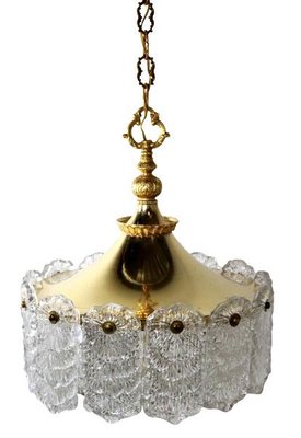 Hanging Lamp in Brass with Frosted Iced Glass-FYZ-1322697