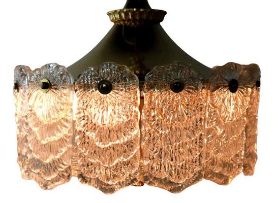 Hanging Lamp in Brass with Frosted Iced Glass-FYZ-1322697