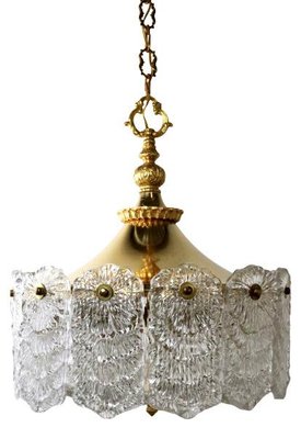 Hanging Lamp in Brass with Frosted Iced Glass-FYZ-1322697