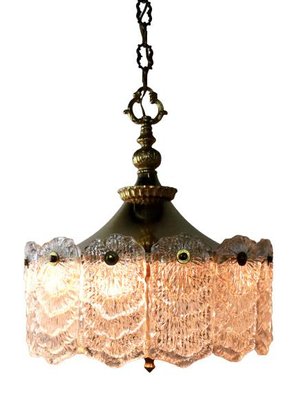 Hanging Lamp in Brass with Frosted Iced Glass-FYZ-1322697