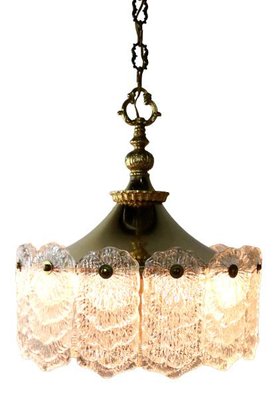 Hanging Lamp in Brass with Frosted Iced Glass-FYZ-1322697