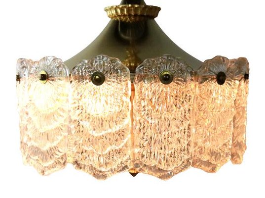 Hanging Lamp in Brass with Frosted Iced Glass-FYZ-1322697