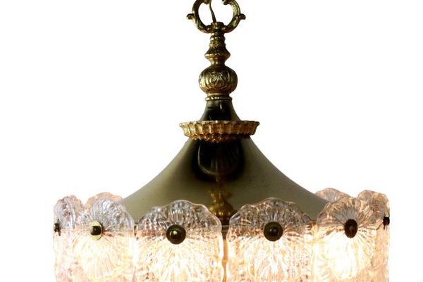 Hanging Lamp in Brass with Frosted Iced Glass-FYZ-1322697