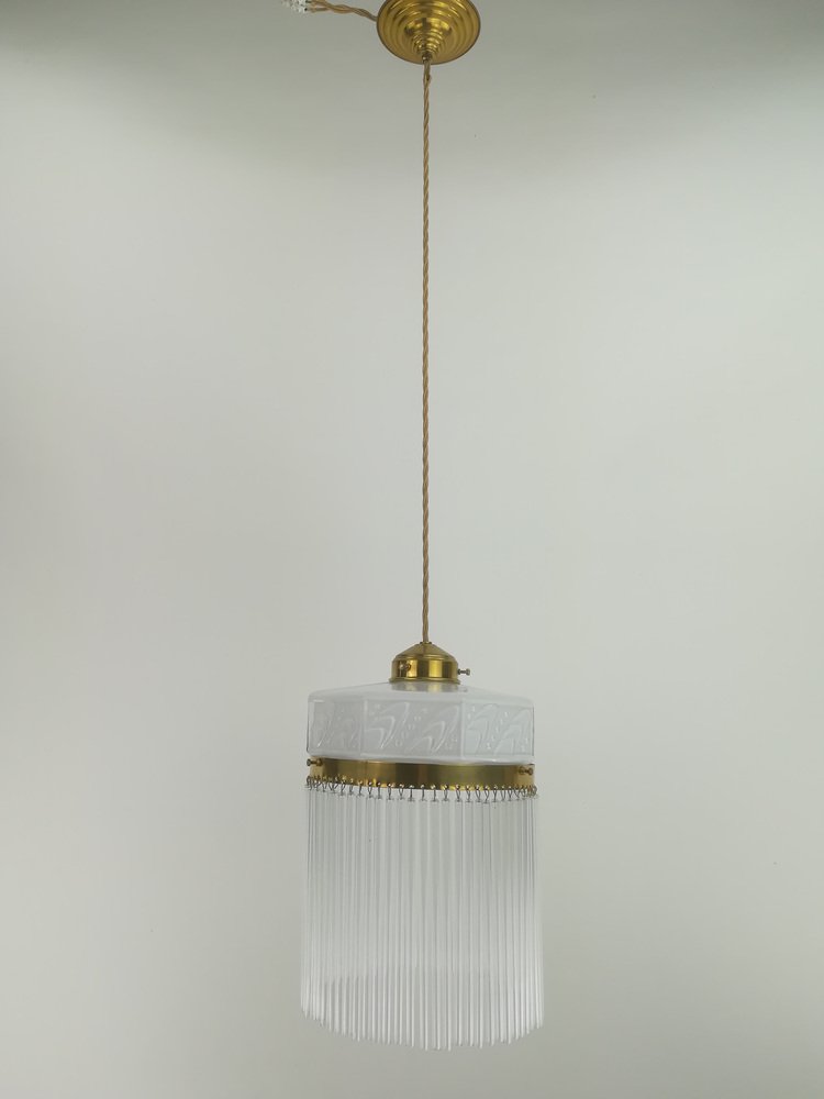 Hanging Lamp with Glass Rods, France, 1920s