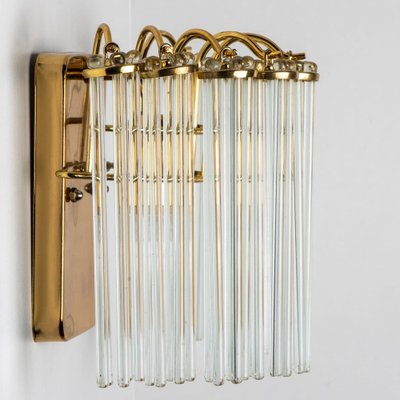 Hanging Rod Glass and Brass Wall Sconce in the style of Sciolari, 1960s-VDW-1721202