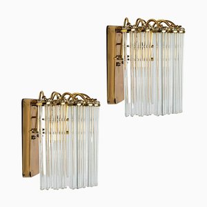 Hanging Rod Glass and Brass Wall Sconce in the style of Sciolari, 1960s-VDW-1721202