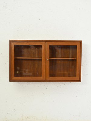 Hanging Teak Display Cabinet with Glass Doors, 1960s-QWP-2035607