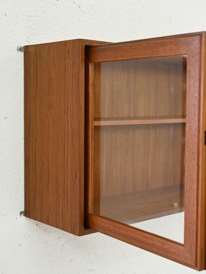 Hanging Teak Display Cabinet with Glass Doors, 1960s-QWP-2035607