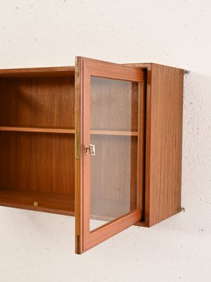 Hanging Teak Display Cabinet with Glass Doors, 1960s-QWP-2035607