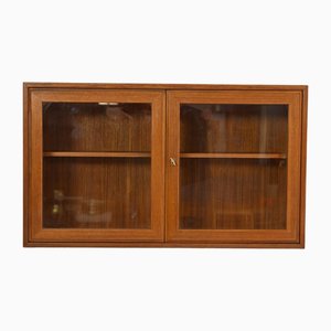 Hanging Teak Display Cabinet with Glass Doors, 1960s-QWP-2035607