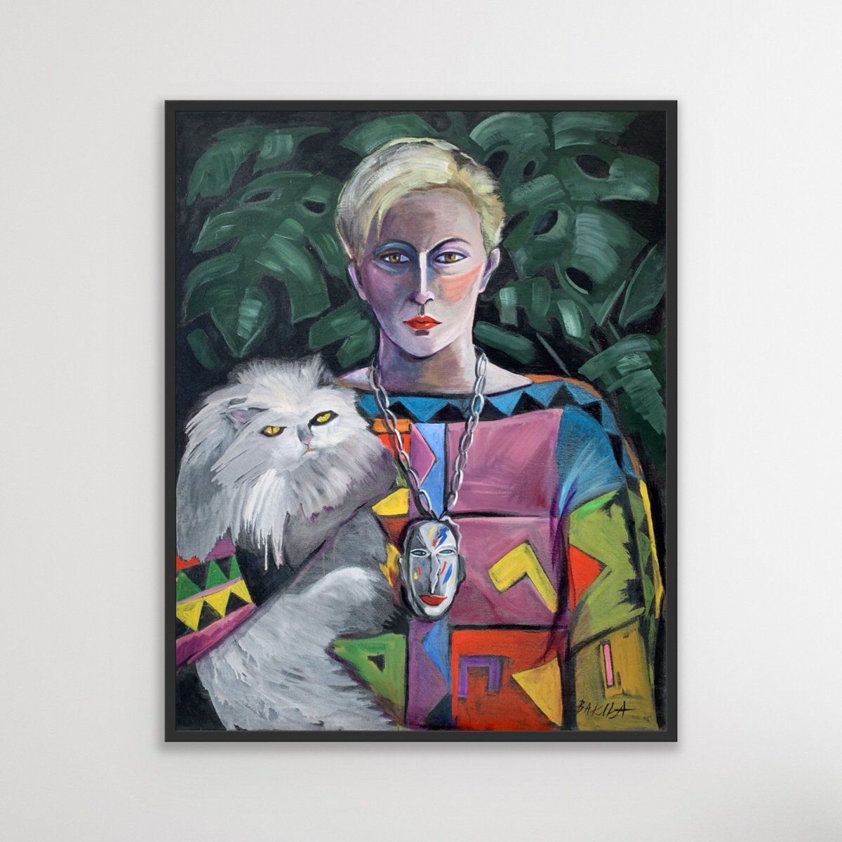 Hanna Bakula, Self-Portrait with a Persian Cat, Oil on Canvas, 2020