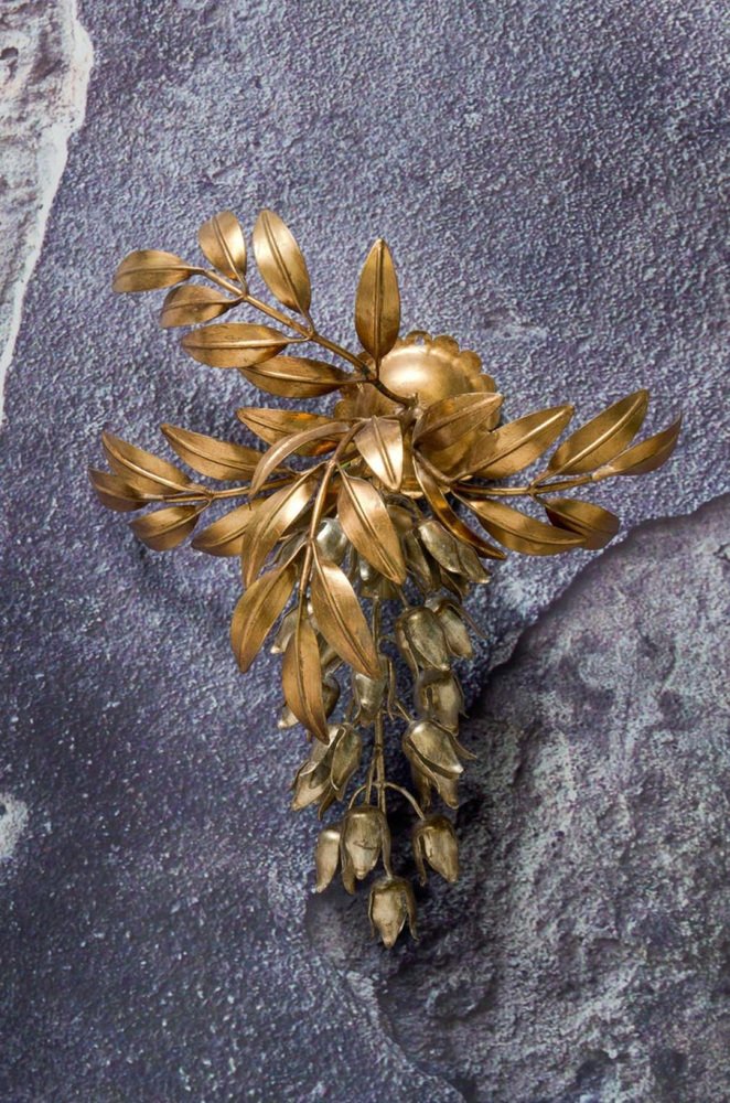 Hans Kögl Gilt Metal Palm Tree Wall Sconce from Maison Jansen St, 1960s