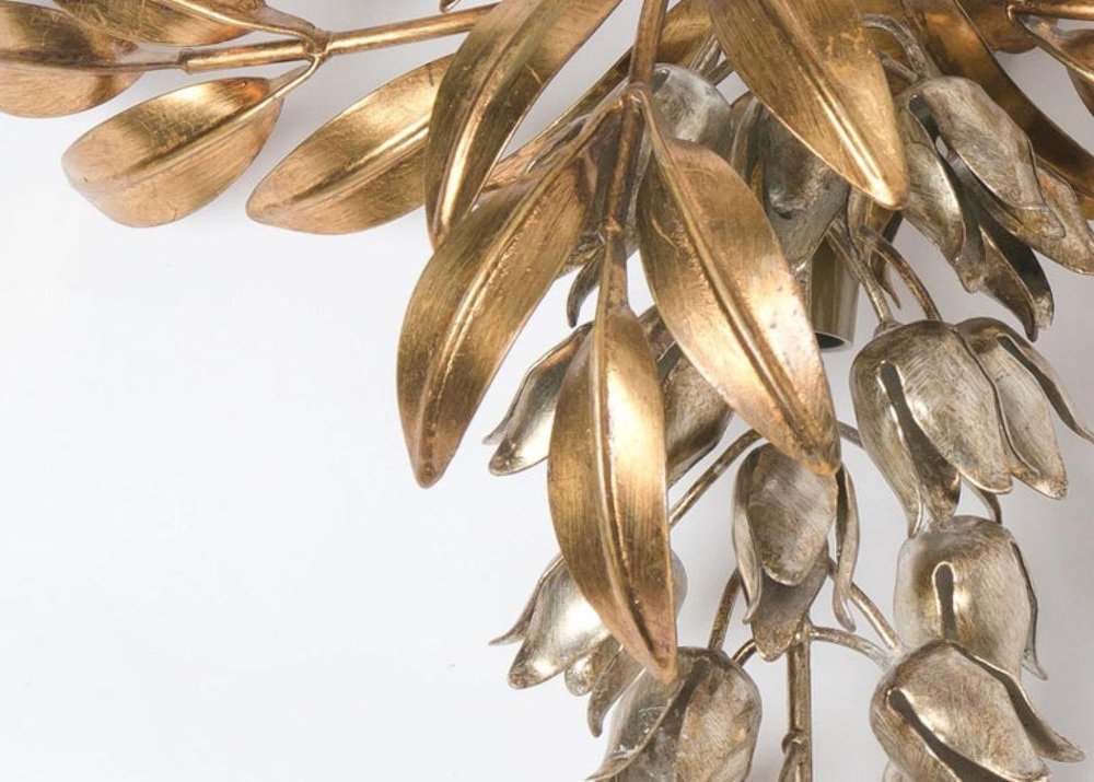 Hans Kögl Gilt Metal Palm Tree Wall Sconce from Maison Jansen St, 1960s