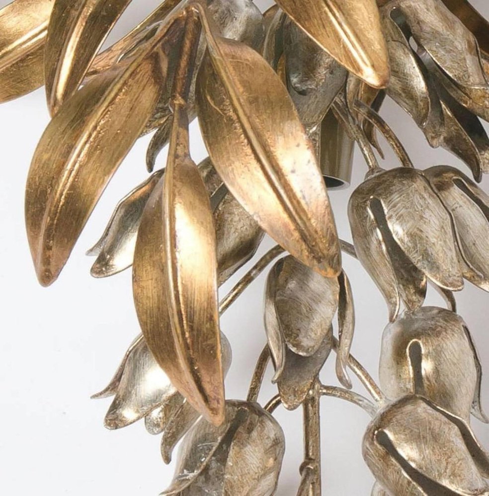 Hans Kögl Gilt Metal Palm Tree Wall Sconce from Maison Jansen St, 1960s