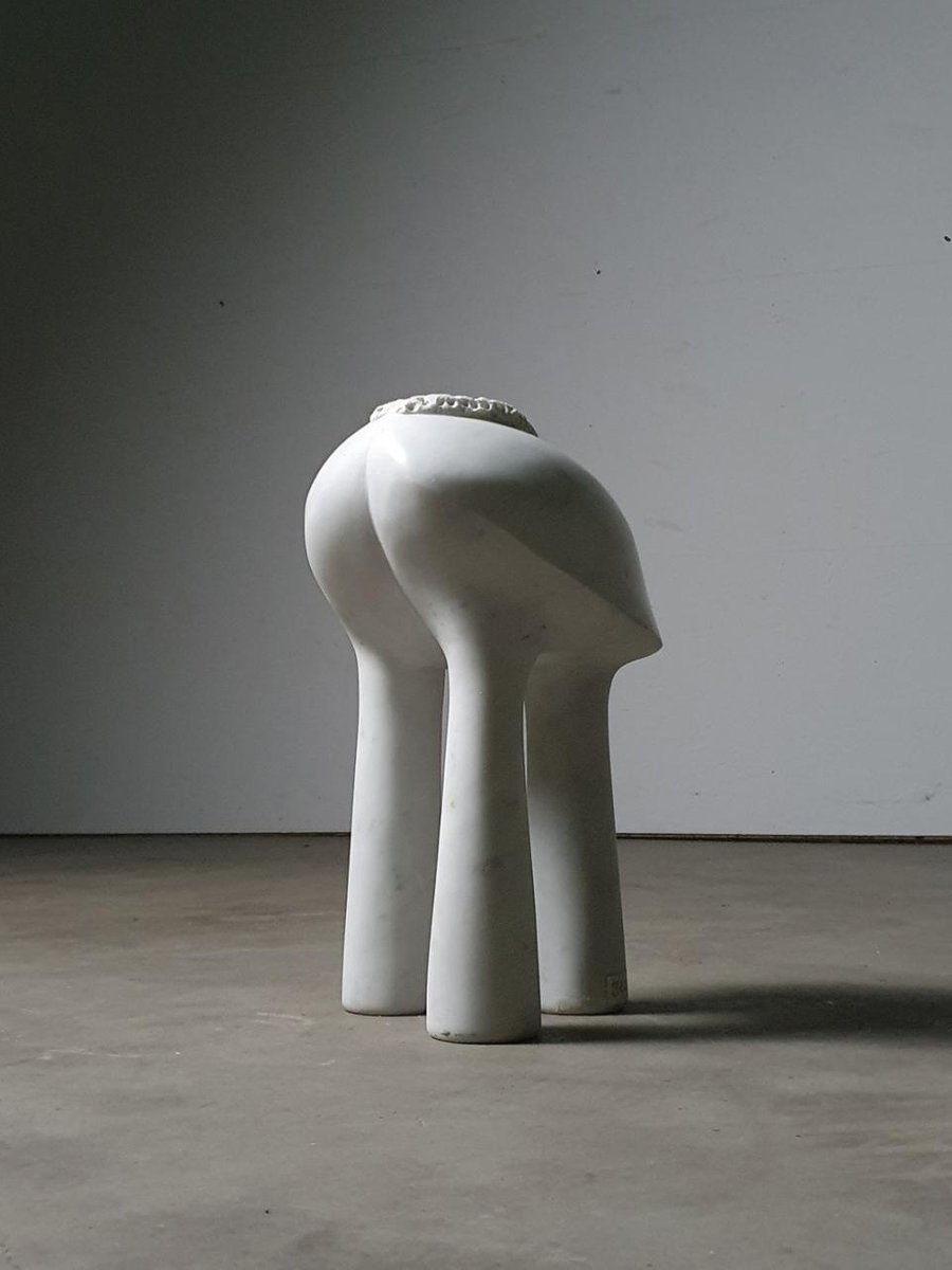 Hans Marks, French Abstract Sculpture, White Marble