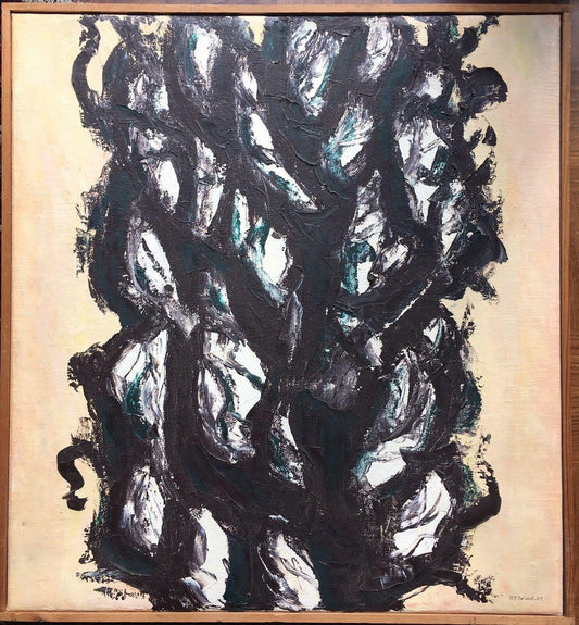 Hans Peder, Waves in Black Green, 1955, Oil Painting