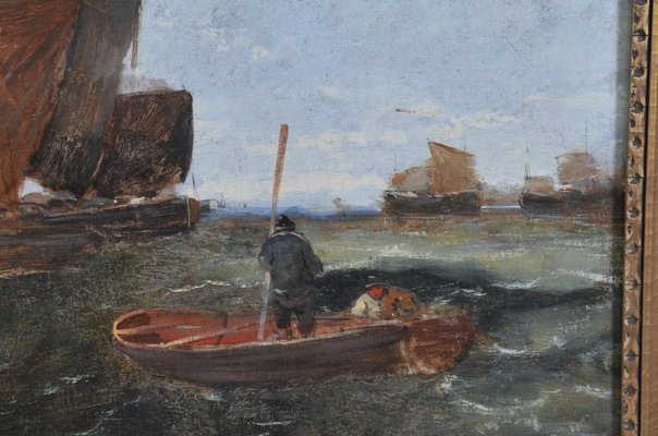 Hans Wagner, P. Cerneri: Fisherboats on the Stormy Sea, 1890s, Oil on Canvas-QOR-2017403