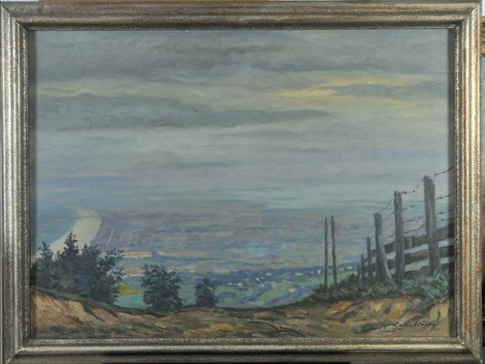 Hans Witt, View of the Danube, Probably Budapest, 1920s, Oil on Canvas-QOR-2023558