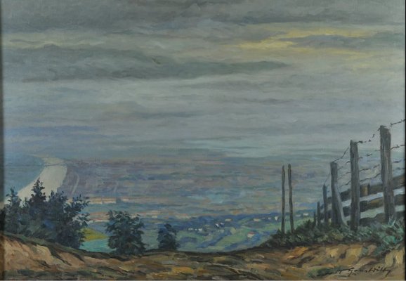 Hans Witt, View of the Danube, Probably Budapest, 1920s, Oil on Canvas-QOR-2023558