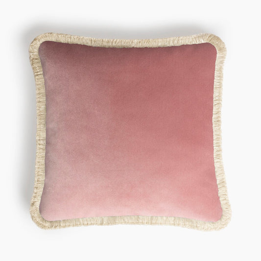 HAPPY PILLOW Pink with Off-White Fringes by Lorenza Briola for LO DECOR